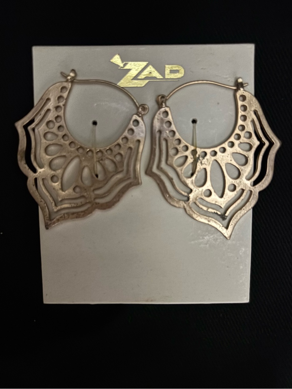 ZAD Gold Lace Cutout Hoop Earrings